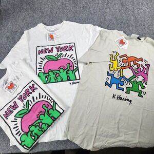 Lot Of 3 Keith Haring T Shirt M, L, XL. New York Line Dancing Short Sleeves‎ NEW